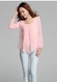 Long Sleeve Blouse in Cool Pink Chiffon