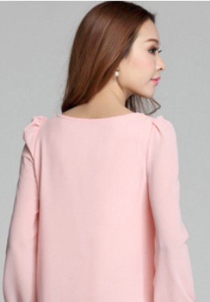 Long Sleeve Blouse in Cool Pink Chiffon