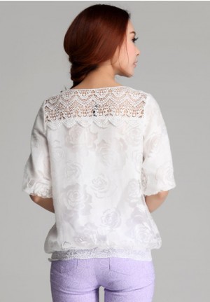 Everyday Classy White Laced Blouse